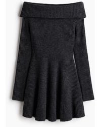 H&M - Off-Shoulder-Kleid in Rippstrick - Lyst