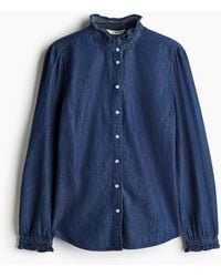 H&M - Denimbluse mit Volants - Lyst