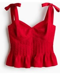 H&M - Top aus Leinenmix mit Bindeträgern - Lyst