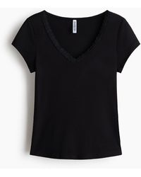 H&M - Top Van Viscose Met Kant - Lyst