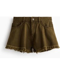 H&M - Denim Short Met Rafels - Lyst