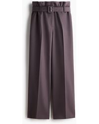 H&M - Broek Van Wolmix Met Ceintuur - Lyst