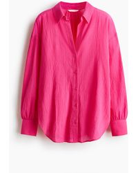H&M - Overhemdblouse Van Crinklekatoen - Lyst