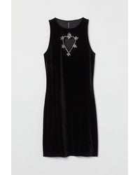 H&M Rhinestone-detail Cut-out Dress - Black