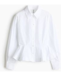 H&M - Popelinebluse mit Peplum - Lyst