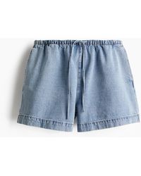 H&M - Denim Short Met Drawstring - Lyst