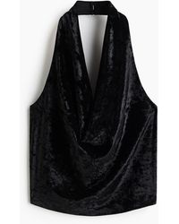 H&M - Neckholder-Top aus Velours - Lyst