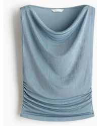 H&M - Jerseytop mit Drapierung - Lyst