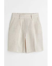 H&M Linen-blend Bermuda Shorts - Natural