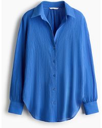 H&M - Overhemdblouse Van Crinklekatoen - Lyst
