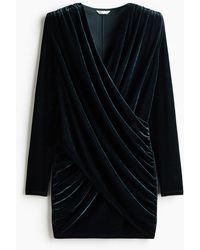 H&M - Gedrapeerde Velours Mini-jurk - Lyst