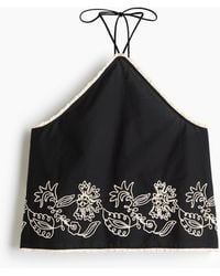 H&M - Katoenen Haltertop Met Borduursel - Lyst