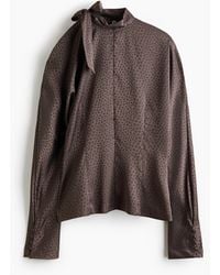 H&M - Jacquardbluse mit Schleifenkragen - Lyst