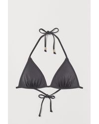 H&M Wattiertes Triangel-Bikinitop - Grau