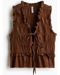 H&M - Gesmokte Top Met Strikdetails - Lyst