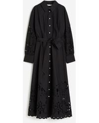 H&M - Robe chemise avec broderie anglaise - Lyst