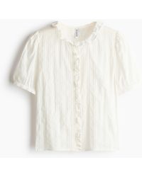 H&M - Baumwollbluse mit Volants - Lyst