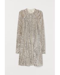 H&M Jurk Met Pailletten - Naturel