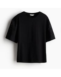 H&M - T-shirt avec manches en broderie anglaise - Lyst