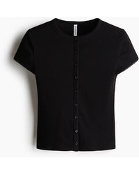 H&M - Geribde Top Met Knoopsluiting - Lyst