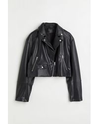 H&M Cropped Biker Jacket - Black