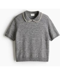 H&M - Kurzarmpullover mit Perlenkragen - Lyst