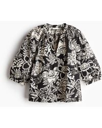 H&M - Popelinebluse mit Ballonärmeln - Lyst