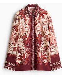 H&M - Oversized Overhemdblouse Met Print - Lyst