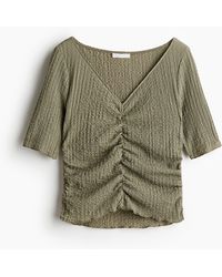 H&M - Gedrapeerde Top Met Structuur - Lyst