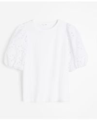 H&M - Top avec manches en broderie anglaise - Lyst