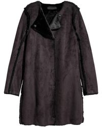 H&M Mantel aus Velourslederimitat - Schwarz