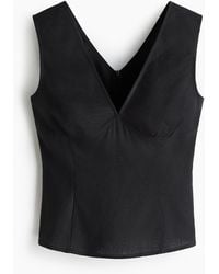 H&M - Top en lin mélangé avec dos à nouer - Lyst