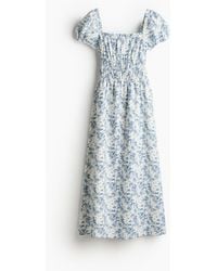 H&M - Kleid mit gesmokter Taille aus Leinemix - Lyst