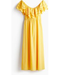 H&M - Off-Shoulder-Kleid aus Baumwolle - Lyst