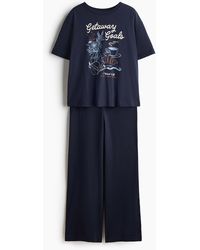 H&M - Katoenen Pyjama Met Print - Lyst