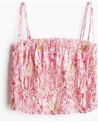 H&M - Gesmokte Top Met Strikbandjes - Lyst