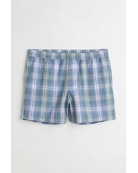 H&M Cotton Poplin Pyjama Shorts - Blue