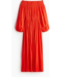 H&M - Gesmoktes Off-Shoulder-Kleid - Lyst