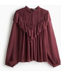 H&M - Chiffon Blouse Met Volants - Lyst