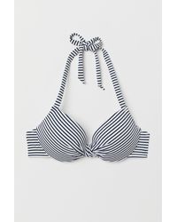 H&M Wattiertes Bikinitop - Blau