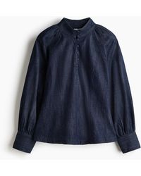 H&M - Blouse Van Katoenen Denim - Lyst