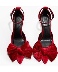 H&M - Velours-Pumps mit Schleife - Lyst