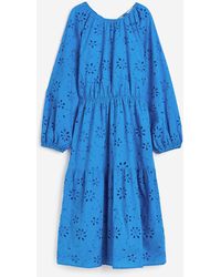 H&M - Kleid mit Broderie Anglaise und Bindedetail - Lyst