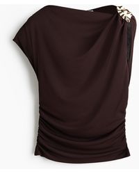 H&M - Jerseyshirt mit Drapierung - Lyst