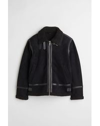 H&M Faux Shearling-lined Jacket - Black