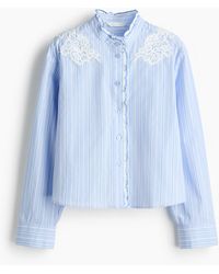 H&M - Baumwollbluse mit Volantbesatz - Lyst