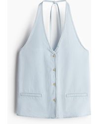 H&M - Denim Gilet Met Strikbandjes - Lyst
