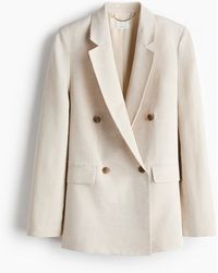 H&M - Double-breasted Blazer Van Linnenmix - Lyst