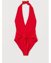 H&M Neckholder-Badeanzug - Rot
