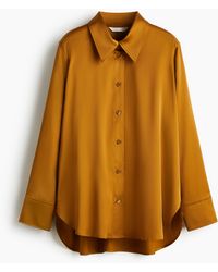 H&M - Oversized Satijnen Overhemdblouse - Lyst